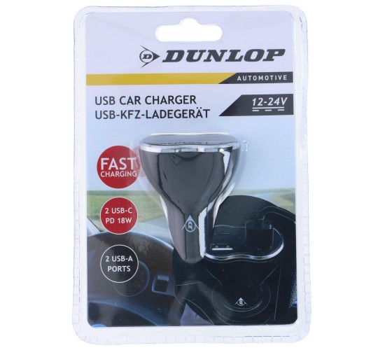 Φορτιστής Αυτοκινήτου 2xUSB A 2xUSB C DUNLOP Φορτιστής Αυτοκινήτου 2xUSB A 2xUSB C DUNLOP
