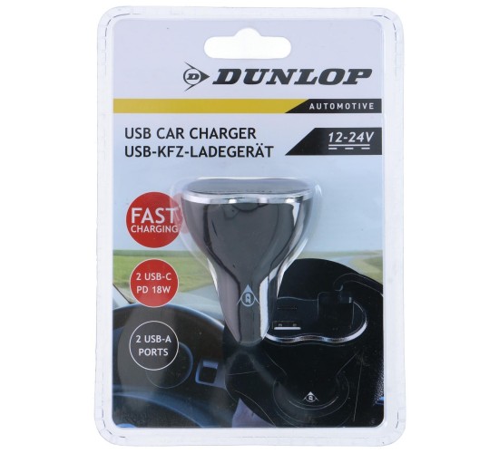 Φορτιστής Αυτοκινήτου 2xUSB A 2xUSB C DUNLOP Φορτιστής Αυτοκινήτου 2xUSB A 2xUSB C DUNLOP