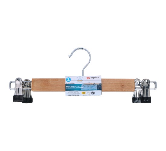 Ξύλινη Κρεμάστρα με Κλιπ 33x12.5x3cm 2Τμχ Ξύλινη Κρεμάστρα με Κλιπ 33x12.5x3cm 2Τμχ
