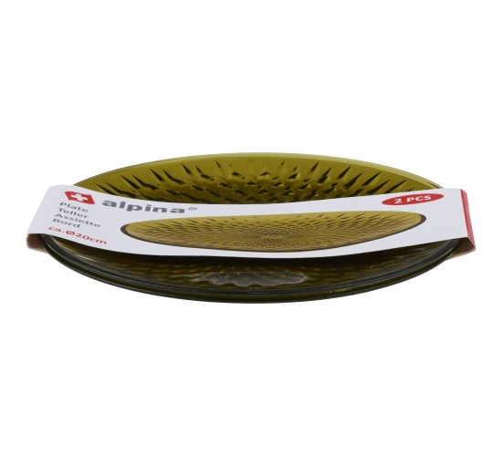 Πιάτα Διάφανα/Πράσινα/Χρυσά 20cm 2Τμχ ALPINA Πιάτα Διάφανα/Πράσινα/Χρυσά 20cm 2Τμχ ALPINA