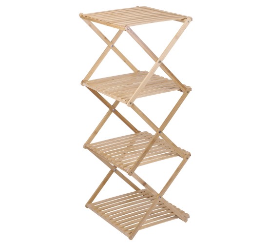 Ράφι Μπάνιου Μπαμπού Αναδιπλούμενο 4 Επιπέδων