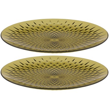 Πιάτα Διάφανα/Πράσινα/Χρυσά 25cm 2Τμχ ALPINA