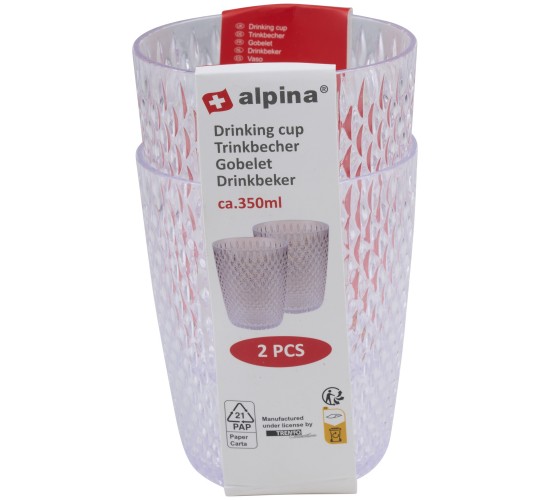 Ποτήρια 350ml Διάφανα/Πράσινα/Χρυσά 2Τμχ ALPINA Ποτήρια 350ml Διάφανα/Πράσινα/Χρυσά 2Τμχ ALPINA