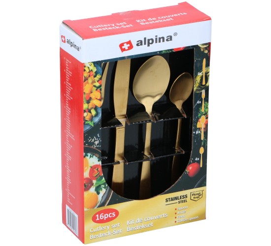 Σετ Μαχαιροπίρουνα 16Τμχ Χρυσό ALPINA Σετ Μαχαιροπίρουνα 16Τμχ Χρυσό ALPINA