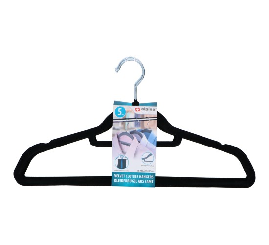 Κρεμάστρες Ρούχων 5Τμχ Βελούδινες 2 Χρώματα ALPINA