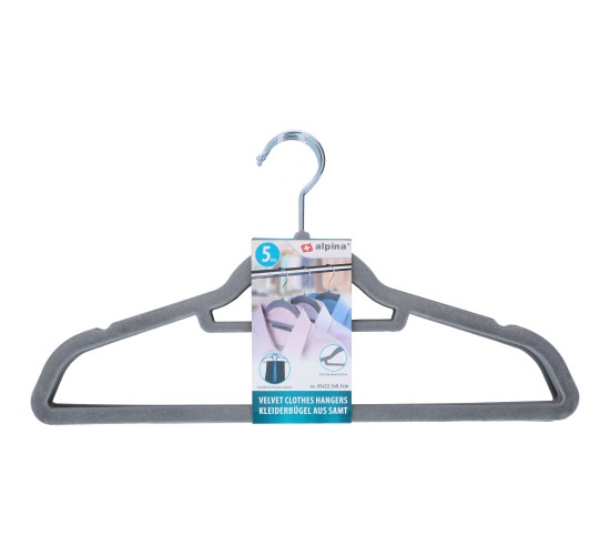 Κρεμάστρες Ρούχων 5Τμχ Βελούδινες 2 Χρώματα ALPINA