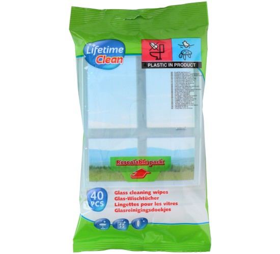 Υγρά Μαντηλάκια Καθαρισμού Τζαμιών 40Τμχ Lifetime Clean Υγρά Μαντηλάκια Καθαρισμού Τζαμιών 40Τμχ Lifetime Clean