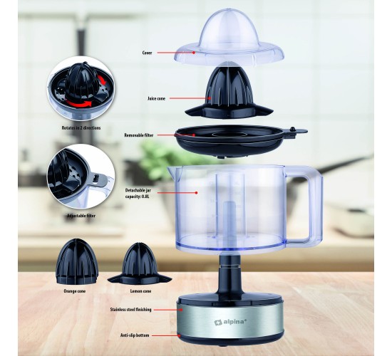 Στίφτης Εσπεριδοειδών 800ml 30W Ανοξείδωτος ALPINA Στίφτης Εσπεριδοειδών 800ml 30W Ανοξείδωτος ALPINA