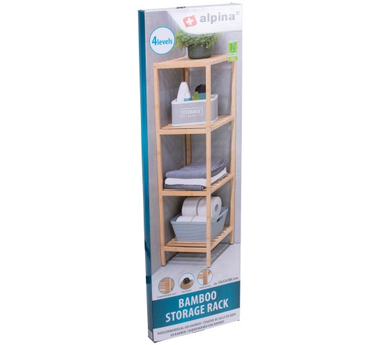 Ράφι Μπάνιου 4 Επιπέδων Μπαμπού ALPINA