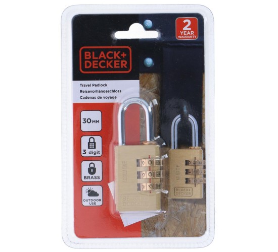 Λουκέτο 30mm Συνδυασμού Ορειχάλκινο BLACK DECKER