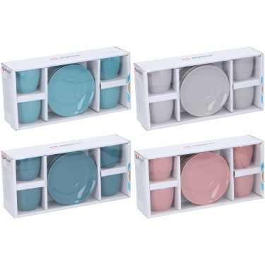 Σετ Φλιτζάνι & Πιατάκι 8Τμχ Σε 4 Χρώματα Espresso