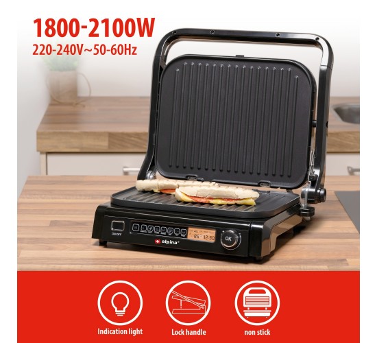 Γκριλ Επαφής 230V 2100W Ανοξείδωτο ALPINA Γκριλ Επαφής 230V 2100W Ανοξείδωτο ALPINA
