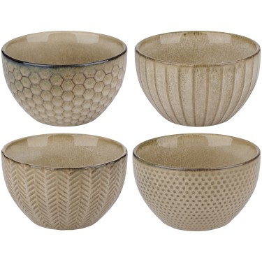 Μπολ Reactive Glaze Μπεζ Σε 4 Σχέδια