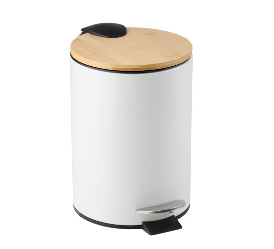 Κάδος Μπάνιου Πεντάλ Μαύρο/Λευκό Με Καπάκι Μπαμπού Σε 2 Χρώματα