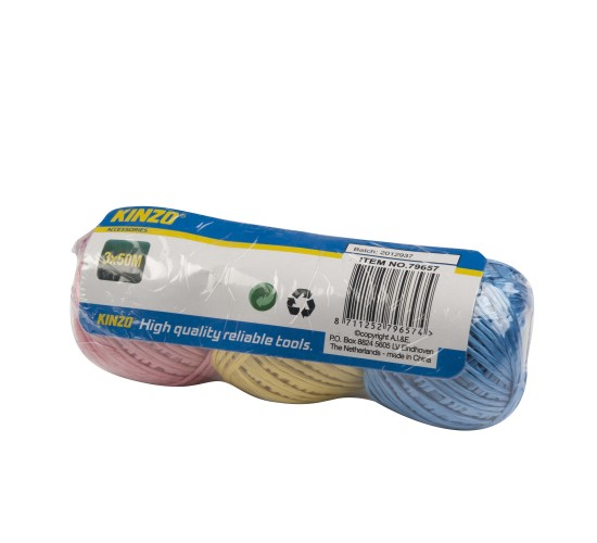 Σχοινί 2mm 3x50m Σε 3 Χρώματα KINZO Σχοινί 2mm 3x50m Σε 3 Χρώματα KINZO