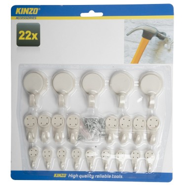 Γάντζοι Τοίχου με Καρφιά 22Τμχ KINZO