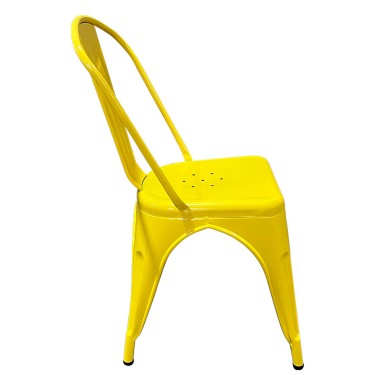 Καρέκλα ArteLibre Βιομηχανικού Τύπου Vintage TOLIKO Κίτρινο Μέταλλο 44x49x84cm