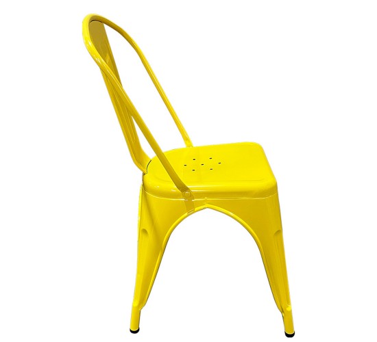 Καρέκλα ArteLibre Βιομηχανικού Τύπου Vintage TOLIKO Κίτρινο Μέταλλο 44x49x84cm