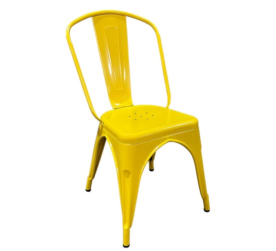 Καρέκλα ArteLibre Βιομηχανικού Τύπου Vintage TOLIKO Κίτρινο Μέταλλο 44x49x84cm
