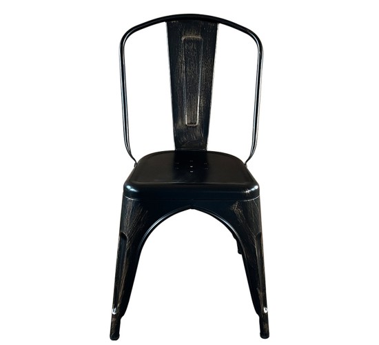 Καρέκλα ArteLibre Βιομηχανικού Τύπου Vintage TOLIKO Μαύρο Αντικέ Μέταλλο 44x49x84cm