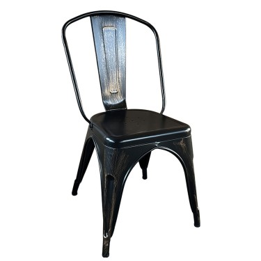 Καρέκλα ArteLibre Βιομηχανικού Τύπου Vintage TOLIKO Μαύρο Αντικέ Μέταλλο 44x49x84cm