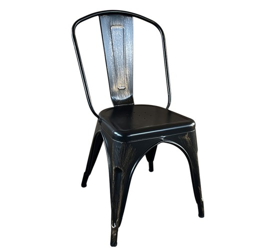 Καρέκλα ArteLibre Βιομηχανικού Τύπου Vintage TOLIKO Μαύρο Αντικέ Μέταλλο 44x49x84cm