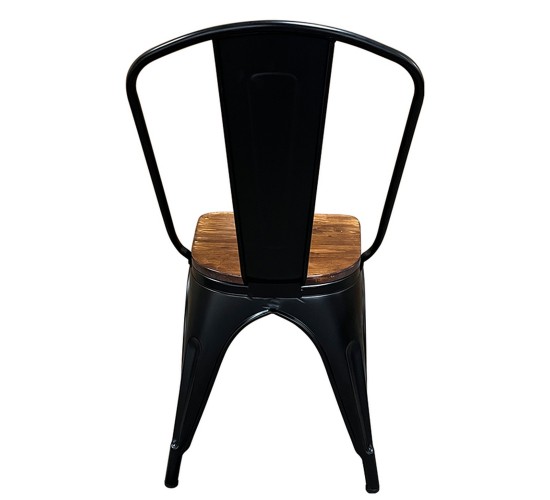 Καρέκλα ArteLibre Βιομηχανικού Τύπου Vintage TOLIKO II Μαύρο Ματ/Καφέ Μέταλλο/Ξύλο 45x53x85cm