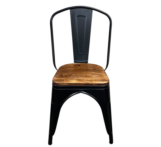 Καρέκλα ArteLibre Βιομηχανικού Τύπου Vintage TOLIKO II Μαύρο Ματ/Καφέ Μέταλλο/Ξύλο 45x53x85cm