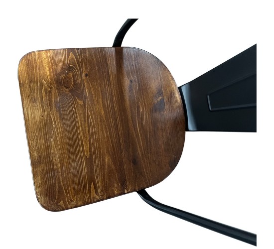 Καρέκλα ArteLibre Βιομηχανικού Τύπου Vintage TOLIKO II Μαύρο Ματ/Καφέ Μέταλλο/Ξύλο 45x53x85cm