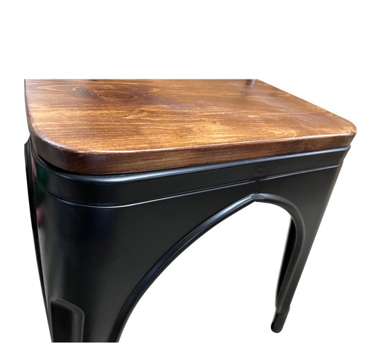 Καρέκλα ArteLibre Βιομηχανικού Τύπου Vintage TOLIKO II Μαύρο Ματ/Καφέ Μέταλλο/Ξύλο 45x53x85cm