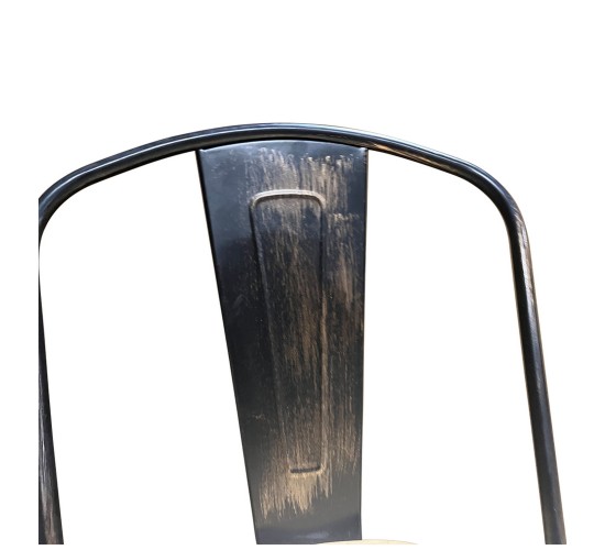 Καρέκλα ArteLibre Βιομηχανικού Τύπου Vintage TOLIKO II Μαύρο Αντικέ/Φυσικό Μέταλλο/Ξύλο 45x53x85cm