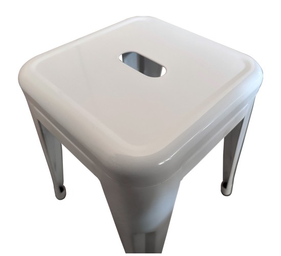 Σκαμπό ArteLibre Βιομηχανικού Τύπου Vintage VELINO Λευκό Μέταλλο 38x38x45cm