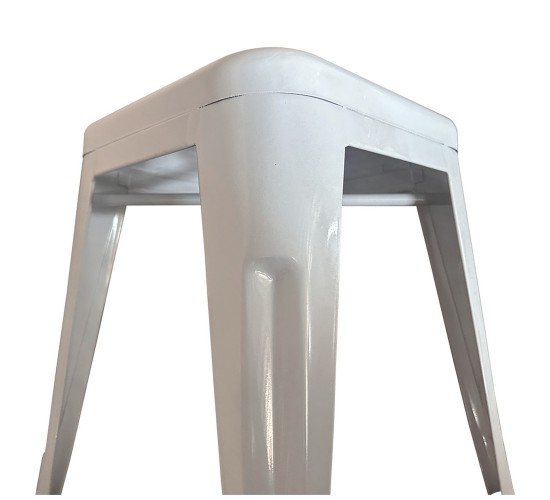 Σκαμπό ArteLibre Βιομηχανικού Τύπου Vintage VELINO Λευκό Μέταλλο 38x38x45cm