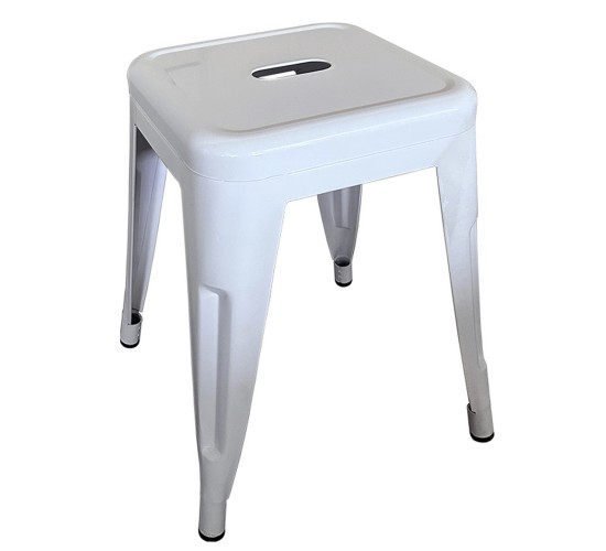 Σκαμπό ArteLibre Βιομηχανικού Τύπου Vintage VELINO Λευκό Μέταλλο 38x38x45cm