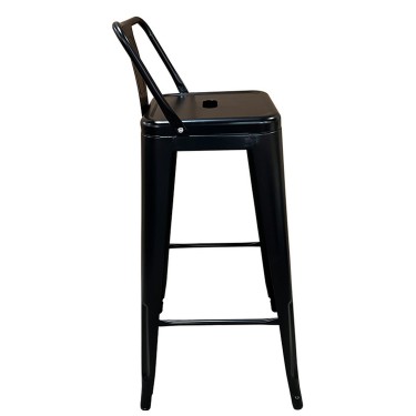 Σκαμπό Bar ArteLibre Βιομηχανικού Τύπου Vintage MOLERO Μαύρο Ματ Μέταλλο 43x43x94cm