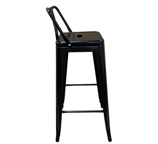 Σκαμπό Bar ArteLibre Βιομηχανικού Τύπου Vintage MOLERO Μαύρο Ματ Μέταλλο 43x43x94cm