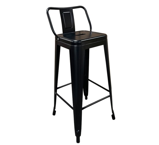 Σκαμπό Bar ArteLibre Βιομηχανικού Τύπου Vintage MOLERO Μαύρο Ματ Μέταλλο 43x43x94cm