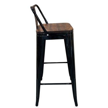 Σκαμπό Bar ArteLibre Βιομηχανικού Τύπου Vintage MOLERO II Μαύρο/Καφέ Μέταλλο/Ξύλο 44x44x94cm