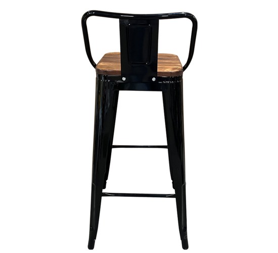 Σκαμπό Bar ArteLibre Βιομηχανικού Τύπου Vintage MOLERO II Μαύρο/Καφέ Μέταλλο/Ξύλο 44x44x94cm