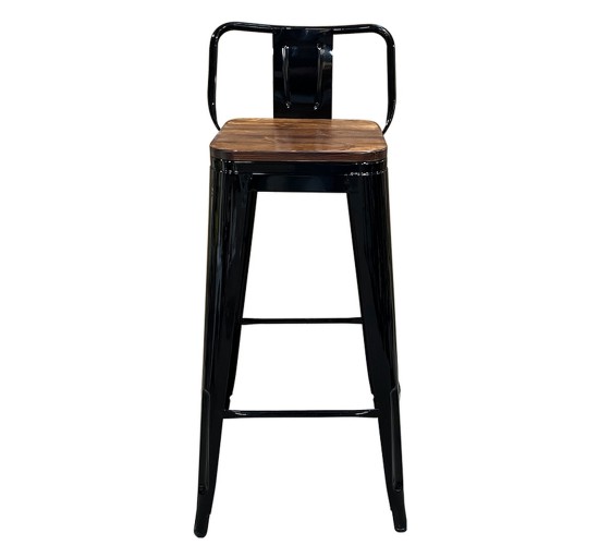 Σκαμπό Bar ArteLibre Βιομηχανικού Τύπου Vintage MOLERO II Μαύρο/Καφέ Μέταλλο/Ξύλο 44x44x94cm