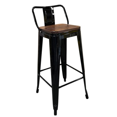 Σκαμπό Bar ArteLibre Βιομηχανικού Τύπου Vintage MOLERO II Μαύρο/Καφέ Μέταλλο/Ξύλο 44x44x94cm