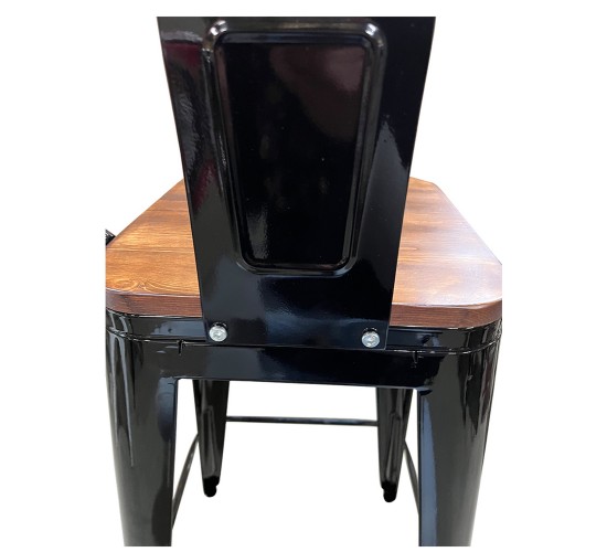 Σκαμπό Bar ArteLibre Βιομηχανικού Τύπου Vintage MOLERO II Μαύρο/Καφέ Μέταλλο/Ξύλο 44x44x94cm