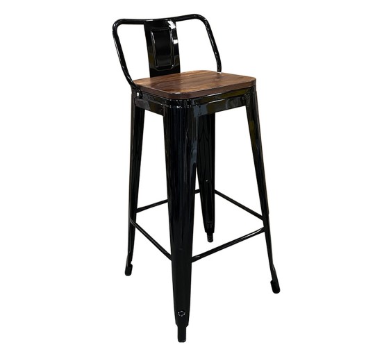 Σκαμπό Bar ArteLibre Βιομηχανικού Τύπου Vintage MOLERO II Μαύρο/Καφέ Μέταλλο/Ξύλο 44x44x94cm