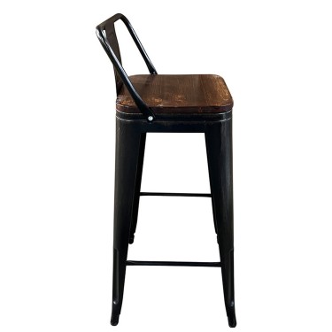 Σκαμπό Bar ArteLibre Βιομηχανικού Τύπου Vintage MOLERO II Μαύρο Αντικέ/Καφέ Μέταλλο/Ξύλο 44x44x94cm