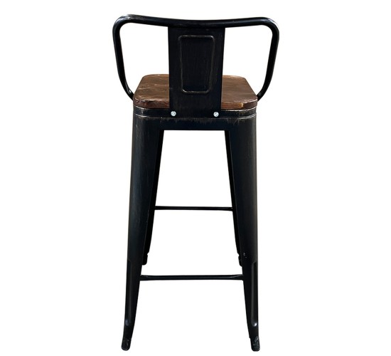 Σκαμπό Bar ArteLibre Βιομηχανικού Τύπου Vintage MOLERO II Μαύρο Αντικέ/Καφέ Μέταλλο/Ξύλο 44x44x94cm