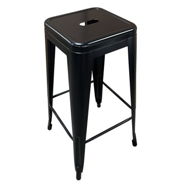 Σκαμπό Bar ArteLibre Βιομηχανικού Τύπου Vintage SILANO Μαύρο Ματ Μέταλλο 42x42x76cm