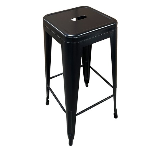 Σκαμπό Bar ArteLibre Βιομηχανικού Τύπου Vintage SILANO Μαύρο Ματ Μέταλλο 42x42x76cm