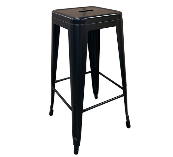 Σκαμπό Bar ArteLibre Βιομηχανικού Τύπου Vintage SILANO Μαύρο Ματ Μέταλλο 42x42x76cm