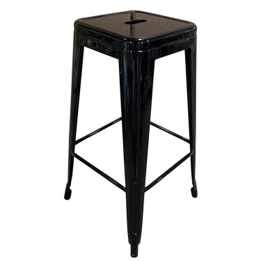 Σκαμπό Bar ArteLibre Βιομηχανικού Τύπου Vintage SILANO Μαύρο Μέταλλο 42x42x76cm