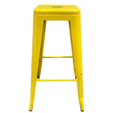 Σκαμπό Bar ArteLibre Βιομηχανικού Τύπου Vintage SILANO Κίτρινο Μέταλλο 42x42x76cm